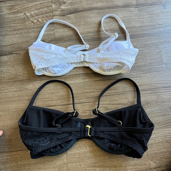 Roxy Crochet swimsuit top set of 2 black white size small - Picture 4 of 5